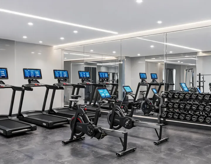 Connected Peloton fitness floor